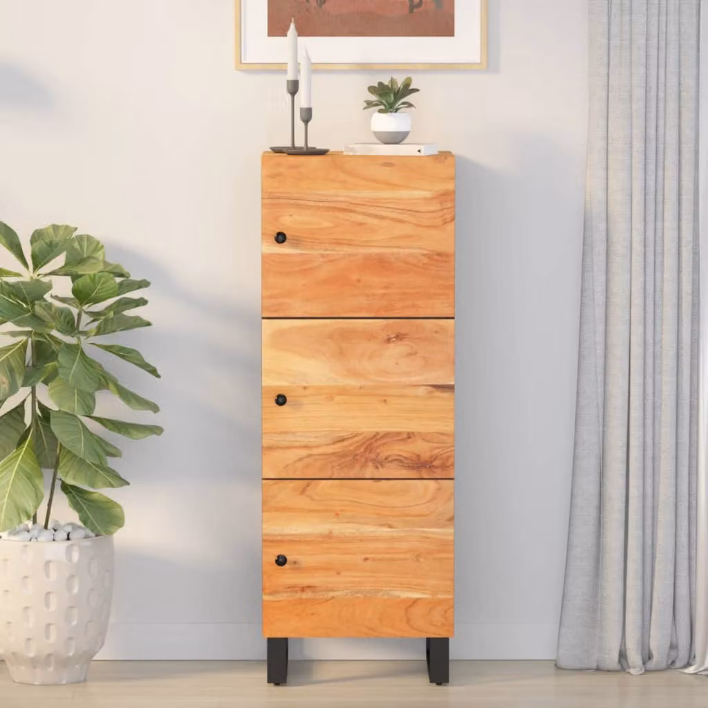 Credenza vidaXL con 3 Ante in Legno di Acacia e Ferro, Stile Industriale, Marrone, L 40 cm x P 33 cm x H 110 cm