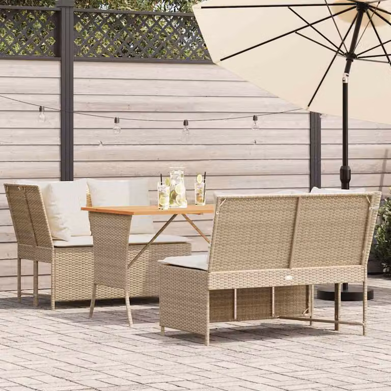 Maison Exclusive - Set da giardino 3 pezzi con cuscini in polyrattan beige