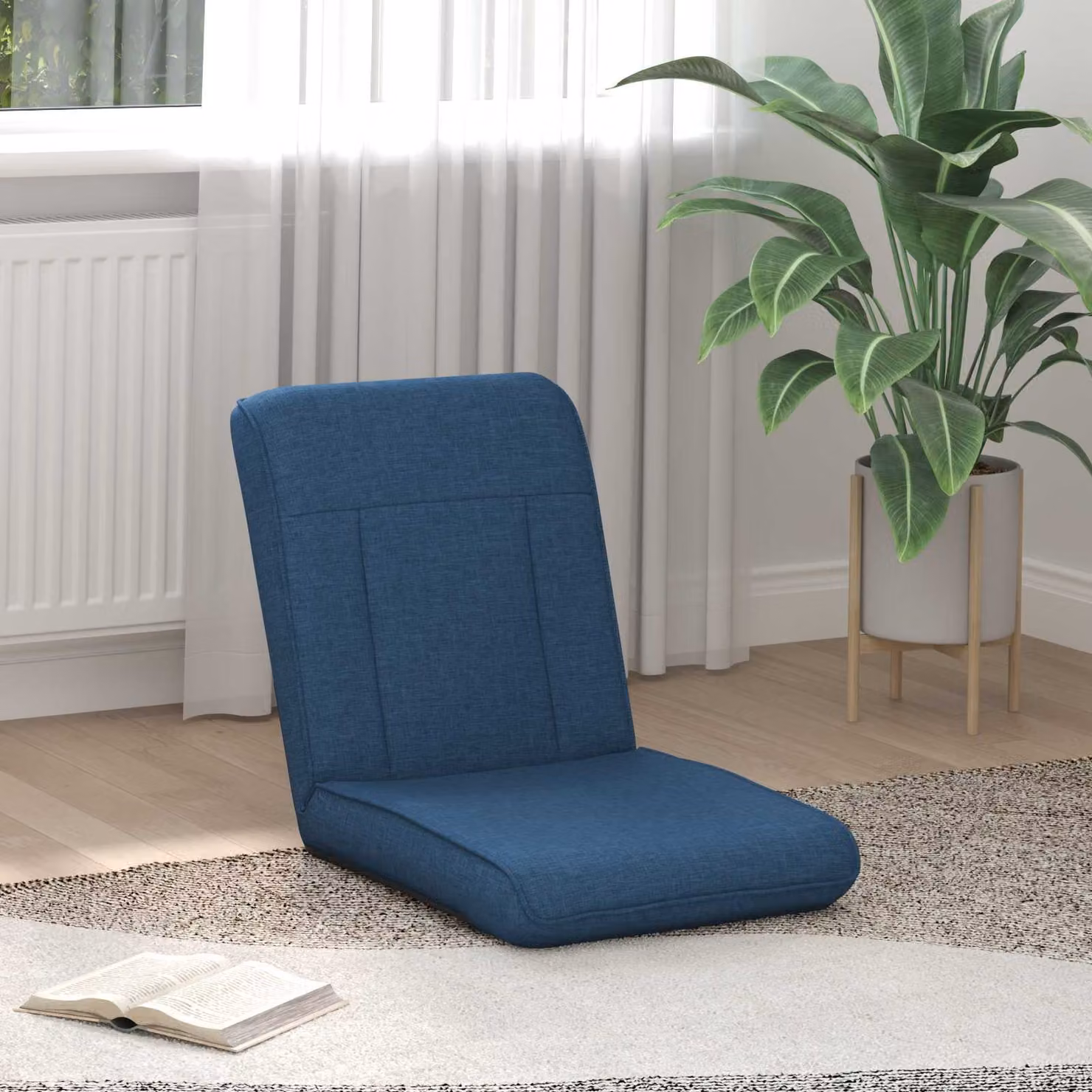 Sedia a pavimento regolabile vidaXL in tessuto blu con struttura in metallo e plastica per soggiorno o camera da letto