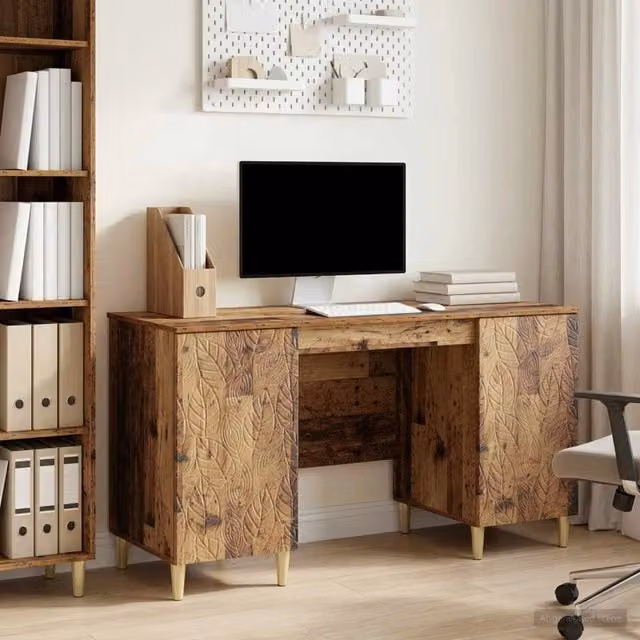 Scrivania moderna vidaXL in legno e MDF color marrone L: 142,5 cm, P: 50 cm, H: 75 cm – 1