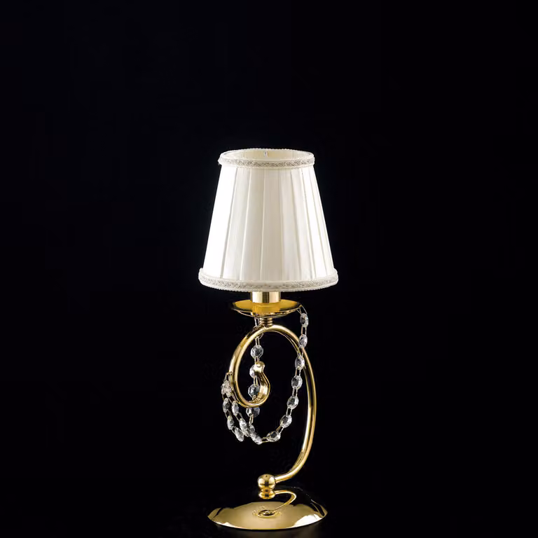 Magda Lumetto in ferro dorato 1 luce con paralume H.27 Ø13 BL146-LT-OR-PAR