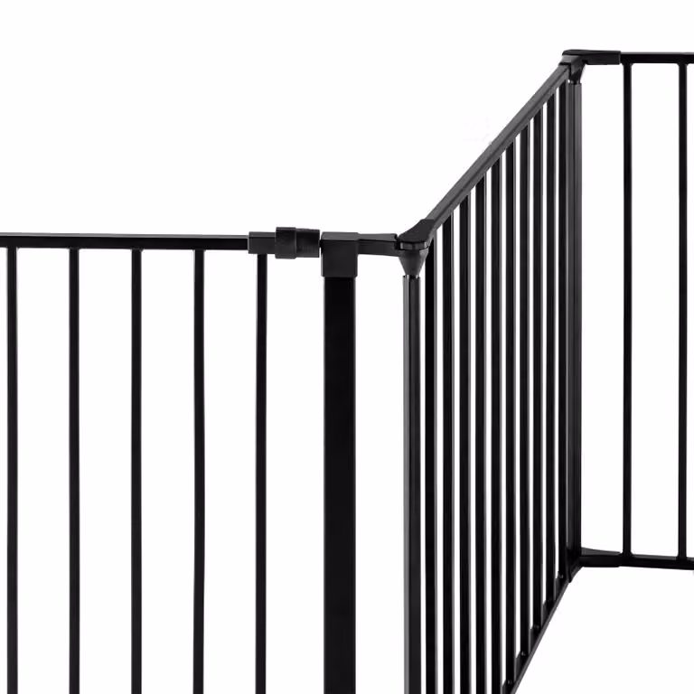 Griglia di protezione per camino tectake con porta a battente in metallo e plastica, colore nero