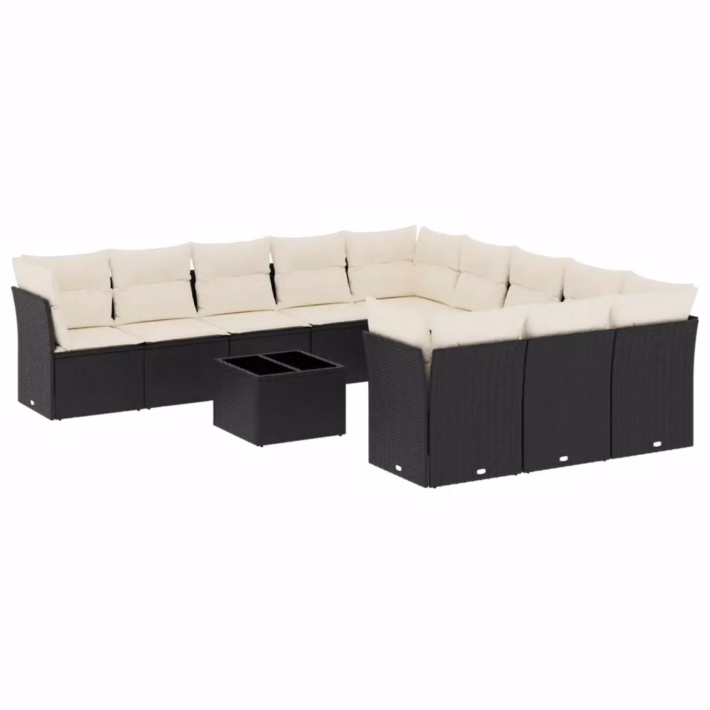 Set di divani da giardino VIDAXL in polyrattan nero con cuscini, 12 posti – 2