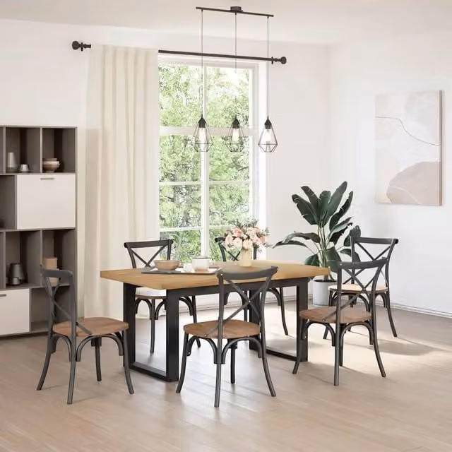 Tavolo da pranzo rettangolare vidaXL in legno di pino rustico, L: 90 cm, P: 160 cm, H: 75 cm, disponibile in nero o marrone – 1