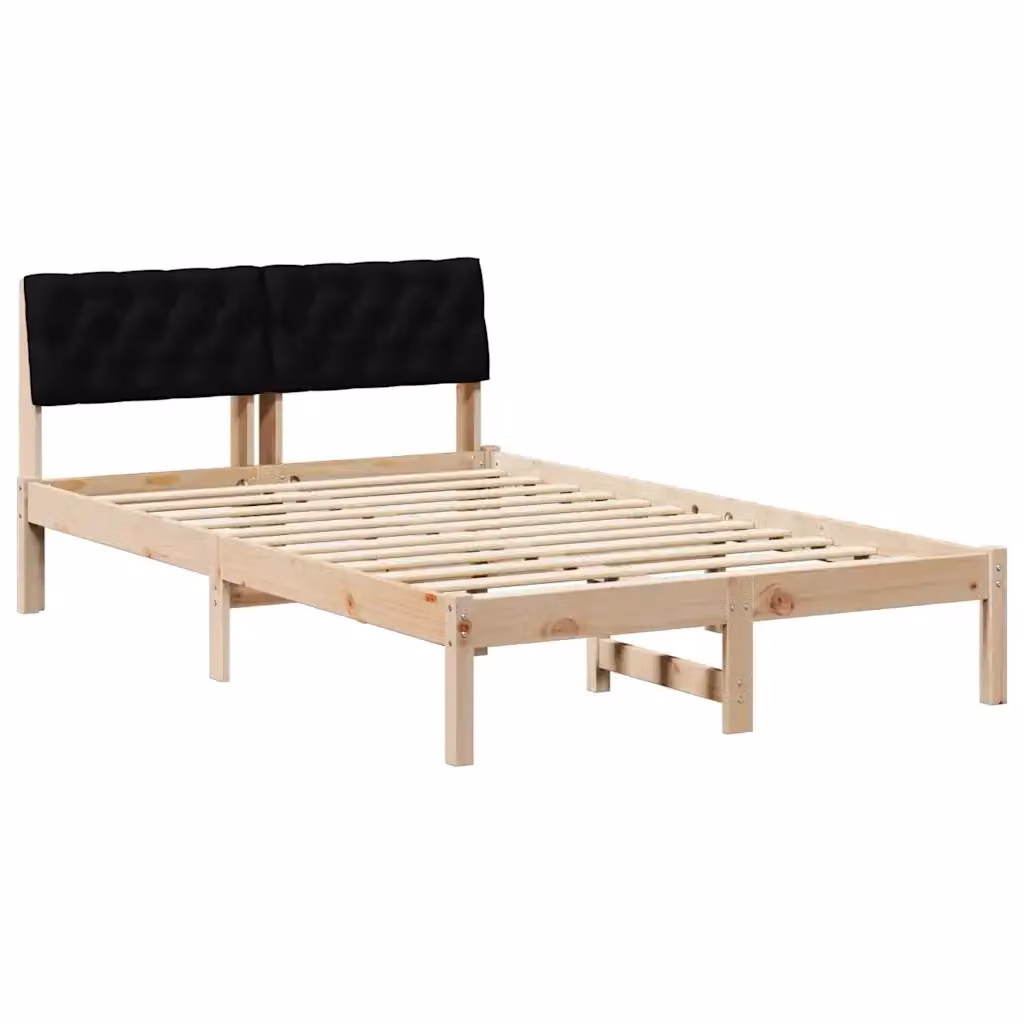 Struttura del letto moderna vidaXL in legno di pino con testiera in tessuto, marrone e nero, L/P/H: 120 x 200 x 87,5 cm – 2