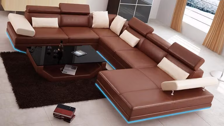 Ledersofa Sofa Couch Wohnlandschaft Ecksofa Garnitur Design Modern Sofa K5009