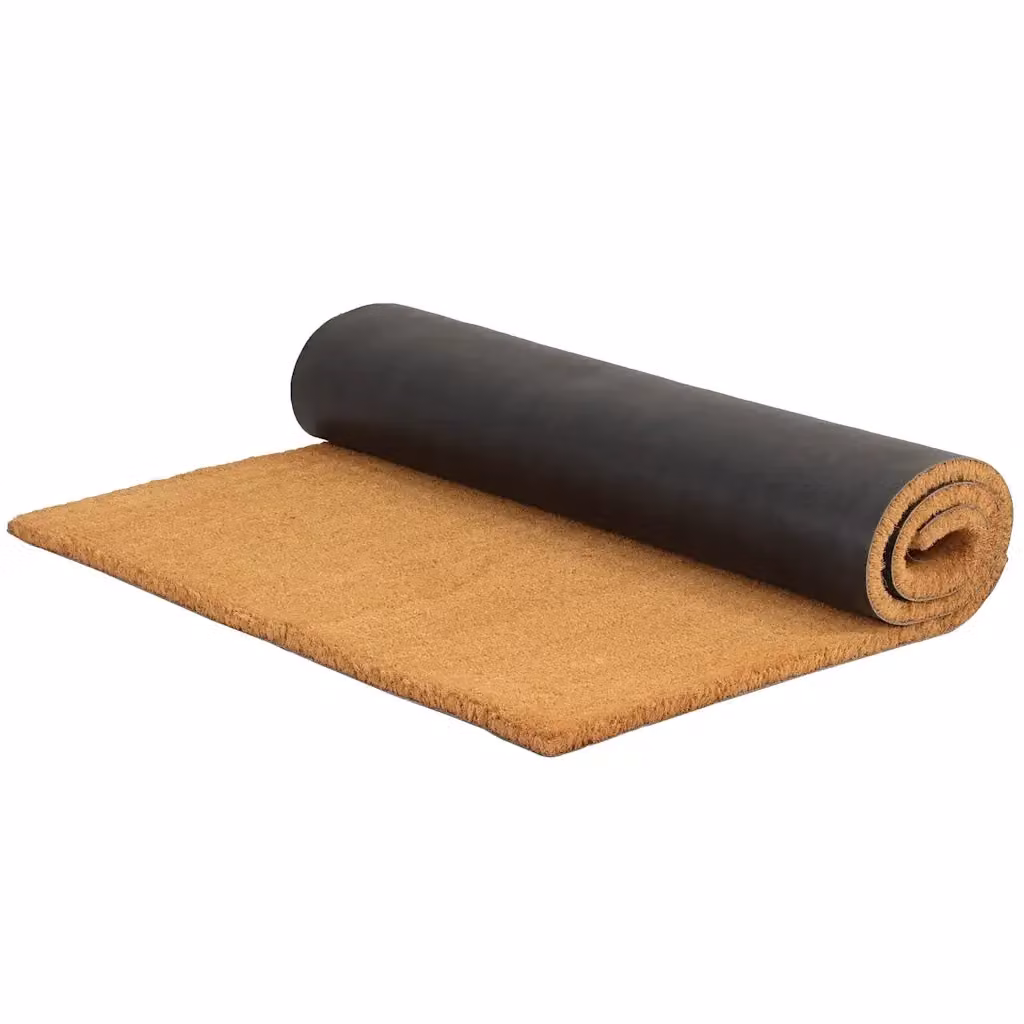 Zerbino rettangolare in fibra di cocco e PVC antiscivolo, colore beige e marrone, L: 200 cm, P: 100 cm – 2
