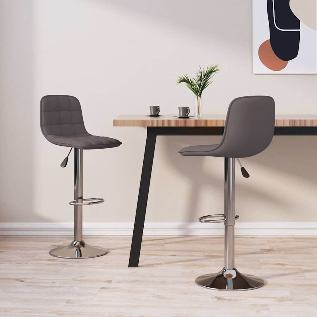 Set di 2 sgabelli da bar vidaXL moderni in tessuto grigio con seduta girevole a 360 gradi
