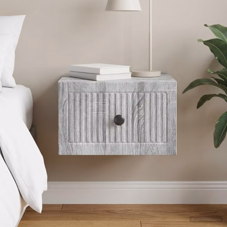 vidaXL Mobiletto da notte a muro moderno Grigio Sonoma L: 33 cm, P: 34,5 cm, H: 20 cm