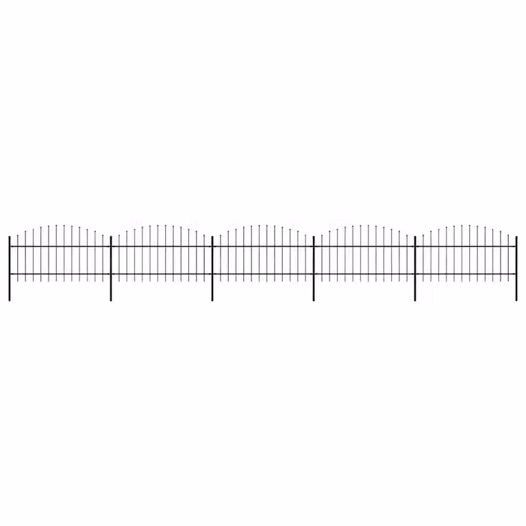 Recinzione da giardino con punta a lancia in acciaio vidaXL, colore nero, L: 880 cm, H: 125 cm