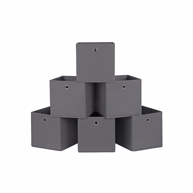 Scatola Portaoggetti Pieghevole, Grigio / Set di 6 / 30 x 30 x 30 cm