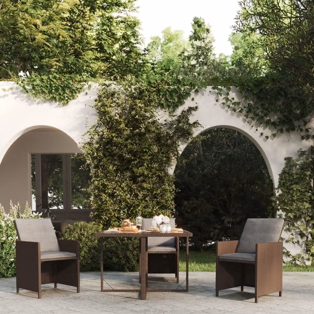 Maison Exclusive - Tavolo da Giardino Marrone 109x107x74 cm in Polyrattan e Vetro