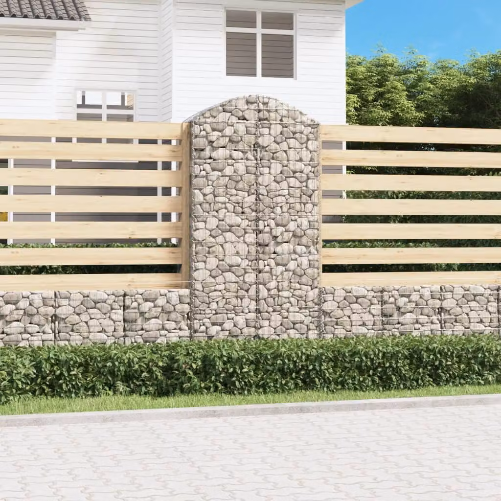 Cesto Gabbione ad Arco vidaXL in Acciaio Zincato Grigio L: 100 cm, P: 50 cm, H: 200-220 cm