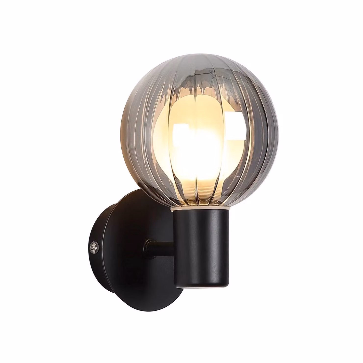 Searchlight Applique da parete Lumisphere, dimmerabile, Nero, Bagno, Vetro, Applique