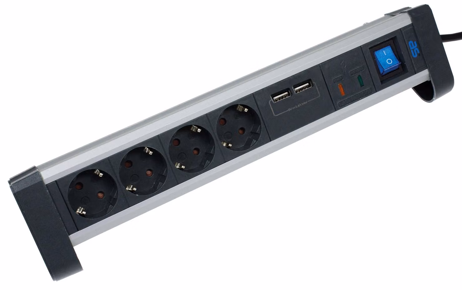 as-Schwabe 18361 as-Schwabe ALUX 4-fach Tischsteckdose 1,5 m schwarz mit USB-Buchse