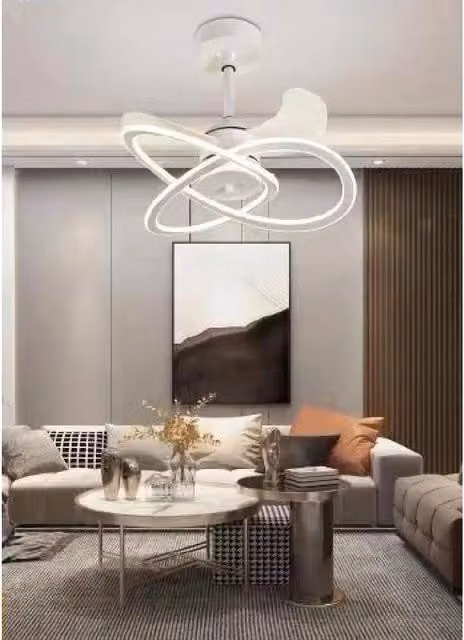 Trade Shop - Lampadario Moderno Led Ad Intreccio Con Ventilatore A Soffitto Dimmerabile 60005 -