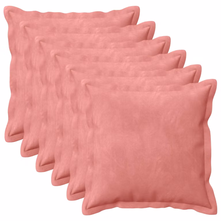 Set di 6 cuscini quadrati vidaXL HOUTEN in velluto rosa, L/P/H: 50 x 50 x 50 cm