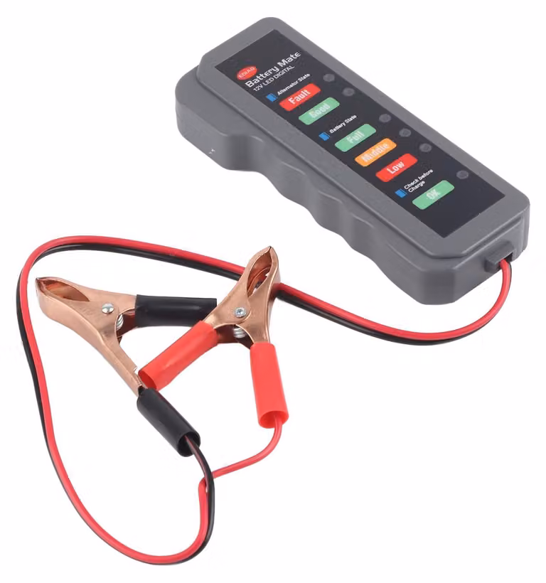 Tester per batteria da 12V con rilevamento multifunzione e indicazione di sovraccarico