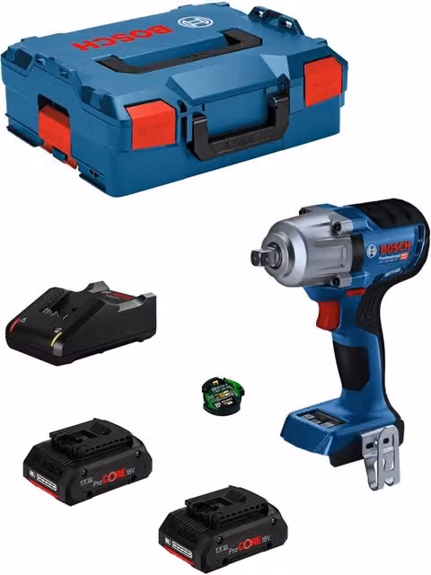 Avvitatore a massa battente Bosch GDS 18V-450 PC con 2 batterie ProCORE da 4,0 Ah, caricabatterie GAL18V40 e L-Boxx 136, modulo Bluetooth incluso – 1
