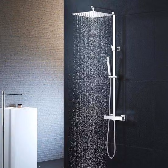 Cabina doccia con termostato in acciaio inossidabile, design in acciaio 304 cromato, dotazione completa