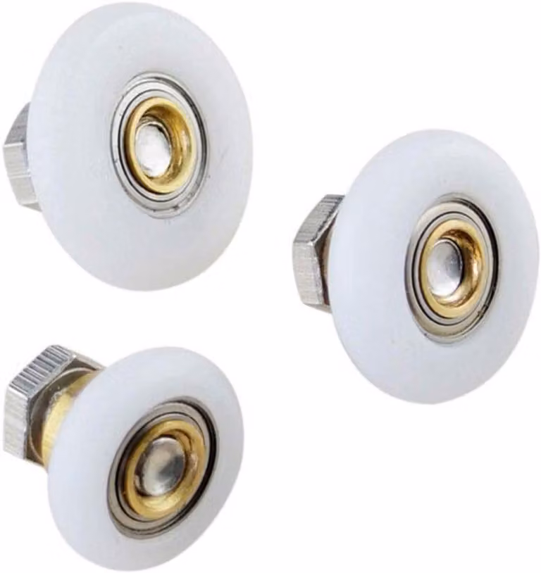 Rulli di ricambio per porte doccia scorrevoli, disponibili in 4 diverse dimensioni, adatti a porte scorrevoli da 19 mm a 27 mm, inclusi i bulloni per una facile installazione