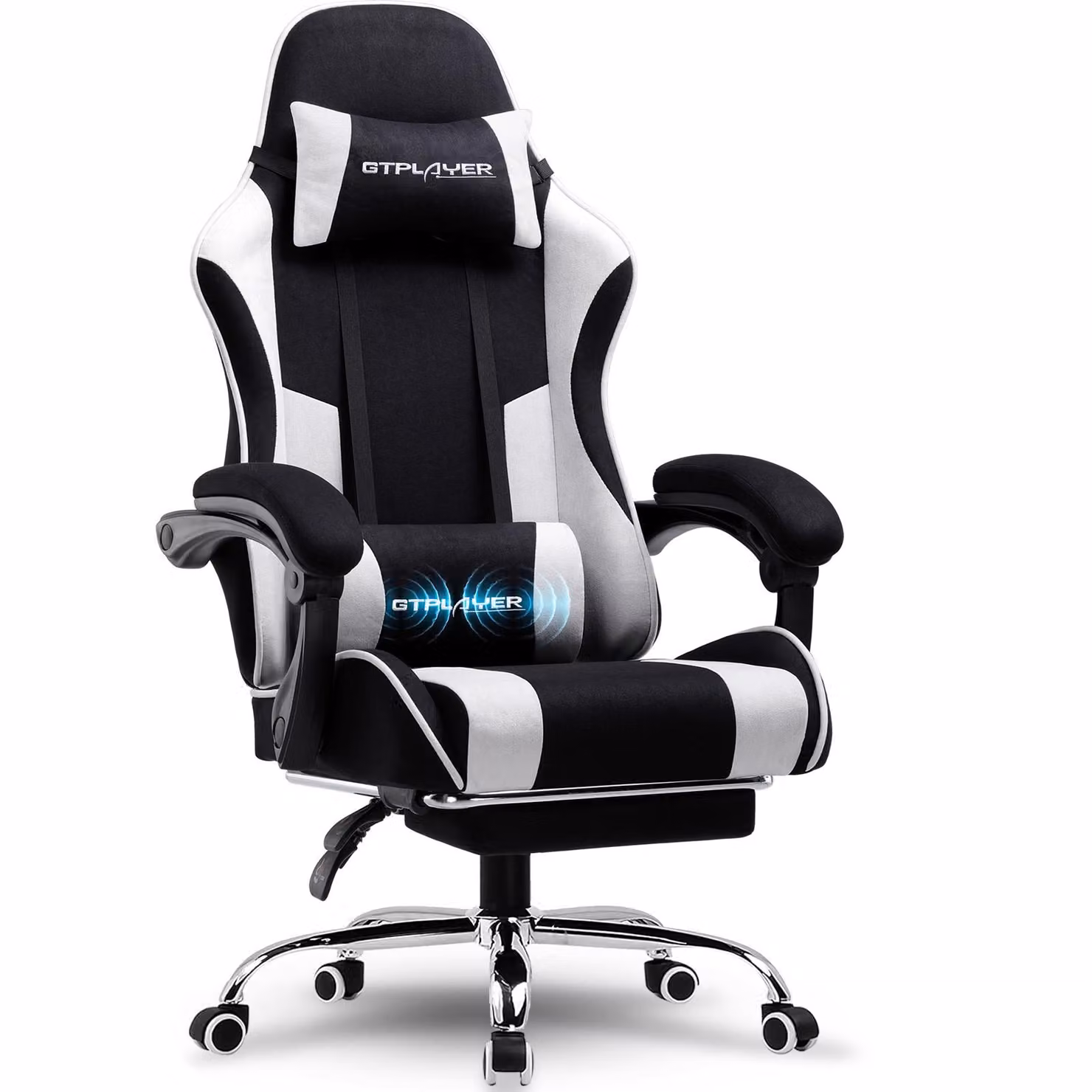 Sedia da gaming GTPLAYER, sedia da ufficio, sedia ergonomica per computer, sedia da gaming con supporto lombare massaggiante, poggiapiedi e poggiatesta