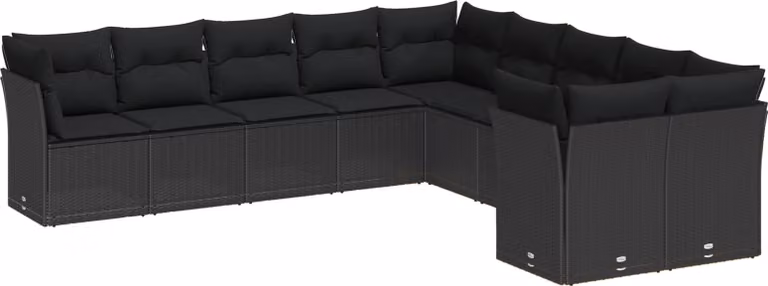 Set Divano da Giardino 13 pcs Nero polyrattan