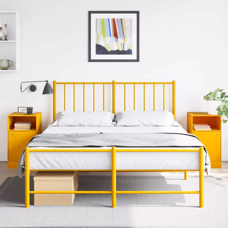 Set di 2 comodini vidaXL in metallo giallo senape L/P/H: 34,5 x 39 x 62 cm