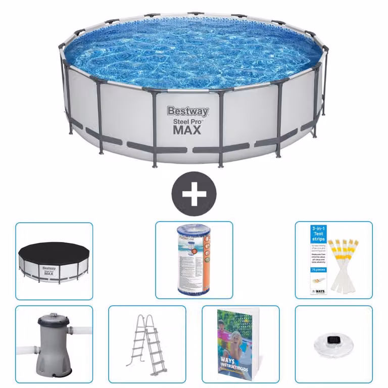 Piscina gonfiabile Bestway Steel Pro MAX, rotonda, 488x122 cm, composta da 6 parti, modello S622