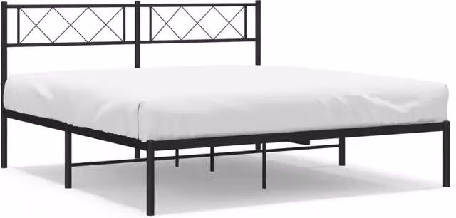 Letto matrimoniale con testiera in metallo nero L/P/H: 140 x 200 x 90 cm