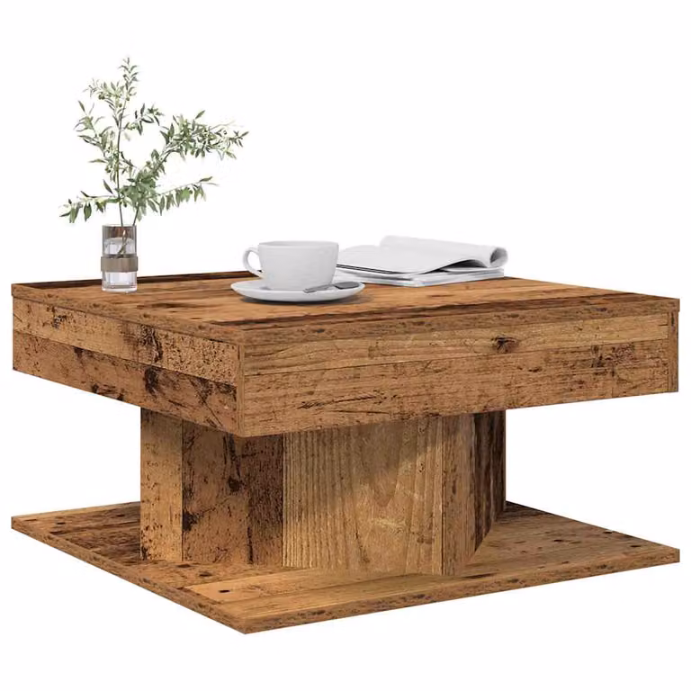 vidaXL Tavolino da Salotto Quadrato in Legno Antico Marrone L: 55 cm, P: 55 cm, H: 30 cm