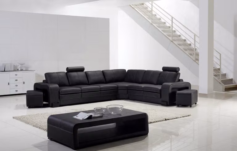 Designer Sofa Couch Ecksofa mit Hocker Polster Garnitur Wohnlandschaft L-Form