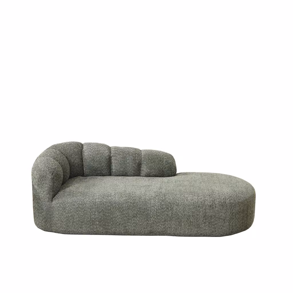 Chaise longue Chicfurn in chenille verde con schienale ondulato e seduta imbottita per il tuo soggiorno, L: 100 cm, P: 35 cm, H: 35 cm – 2