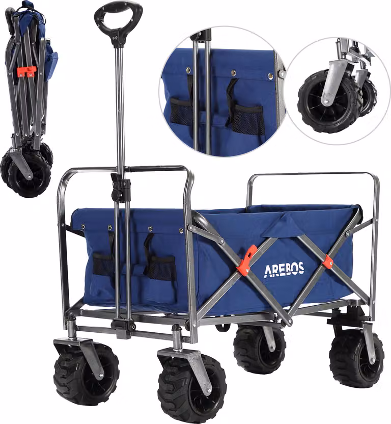 AREBOS carretto pieghevole blu | fino a 100 kg | idrorepellente e antisporco