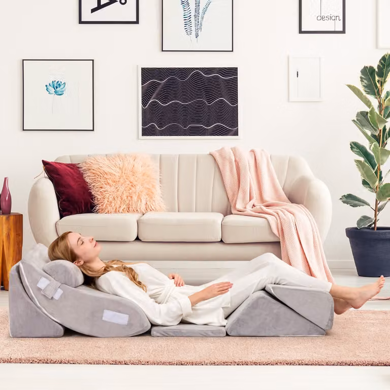 Set di 6 cuscini a cuneo regolabili in memory foam Costway per il sollievo dal mal di schiena, Grigio
