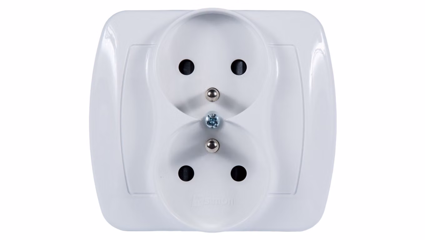 Simon Accord Presa doppia c/u 16A IP20 con copri guida bianco AGZ2z/11
