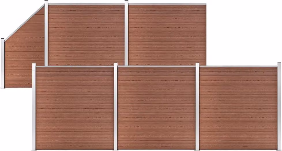 Maison Exclusive - Set di recinzione in WPC: 5 pannelli quadrati + 1 pannello obliquo, 965 x 186 cm, marrone