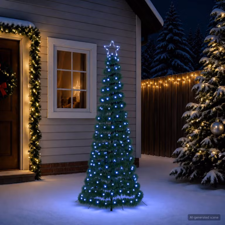 vidaXL Albero di Natale a LED in tinsel con picchetto EKENAS 180 cm