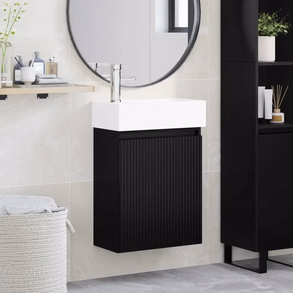 Armadio da bagno sospeso Design In nero opaco con ante a battente L/P/H: 45,5 x 22,5 x 84 cm – 2