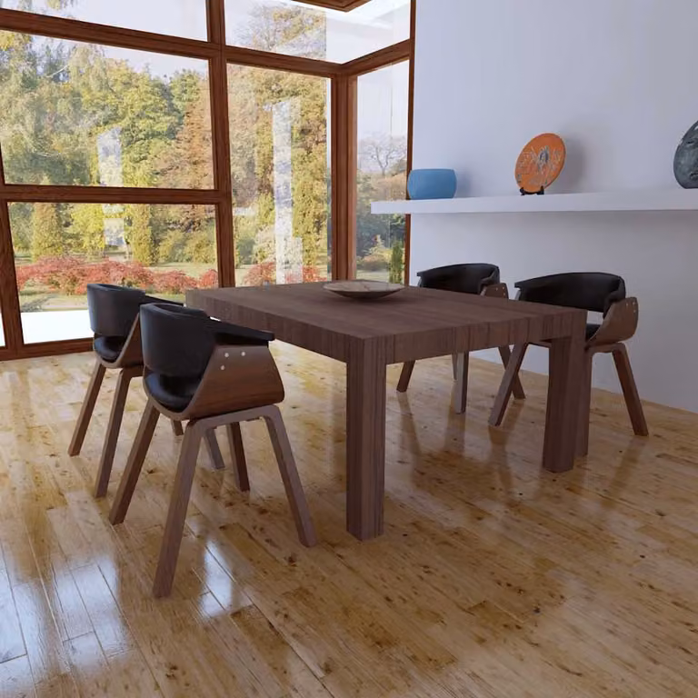 Set di 4 sedie da pranzo vidaXL in legno curvato e similpelle nera o marrone per cucina e sala da pranzo