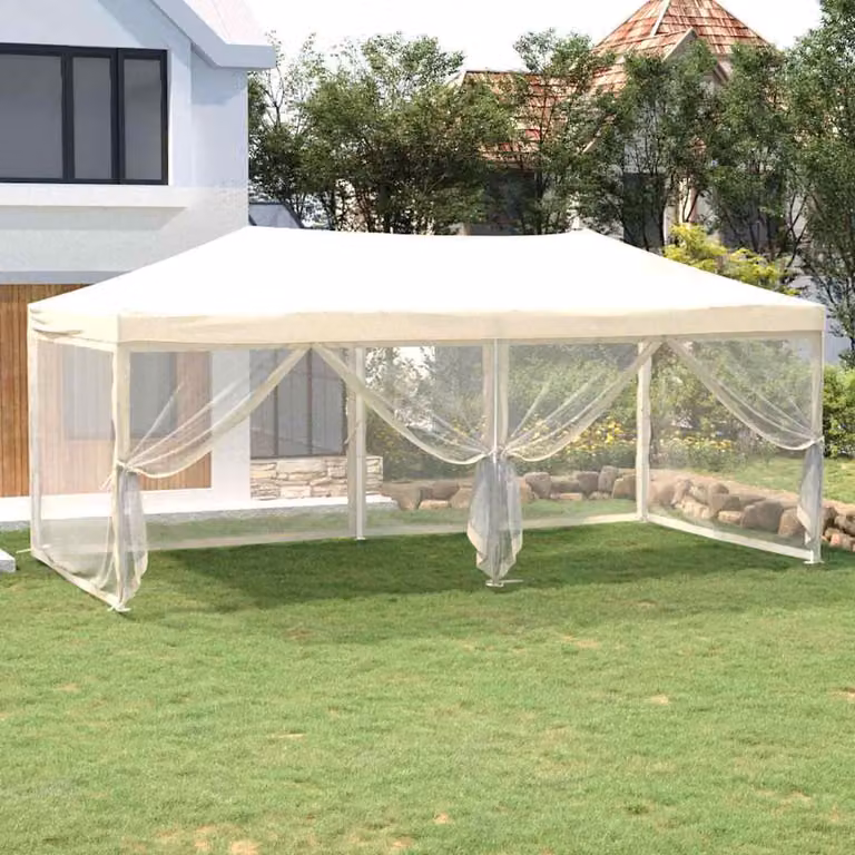 Tenda per feste pieghevole vidaXL con pareti laterali beige L/P/H: 6 x 3 x 2,2 m