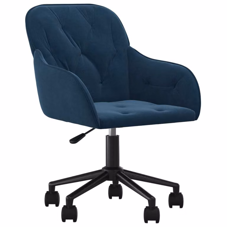 Sedia Girevole da Ufficio Blu in Velluto