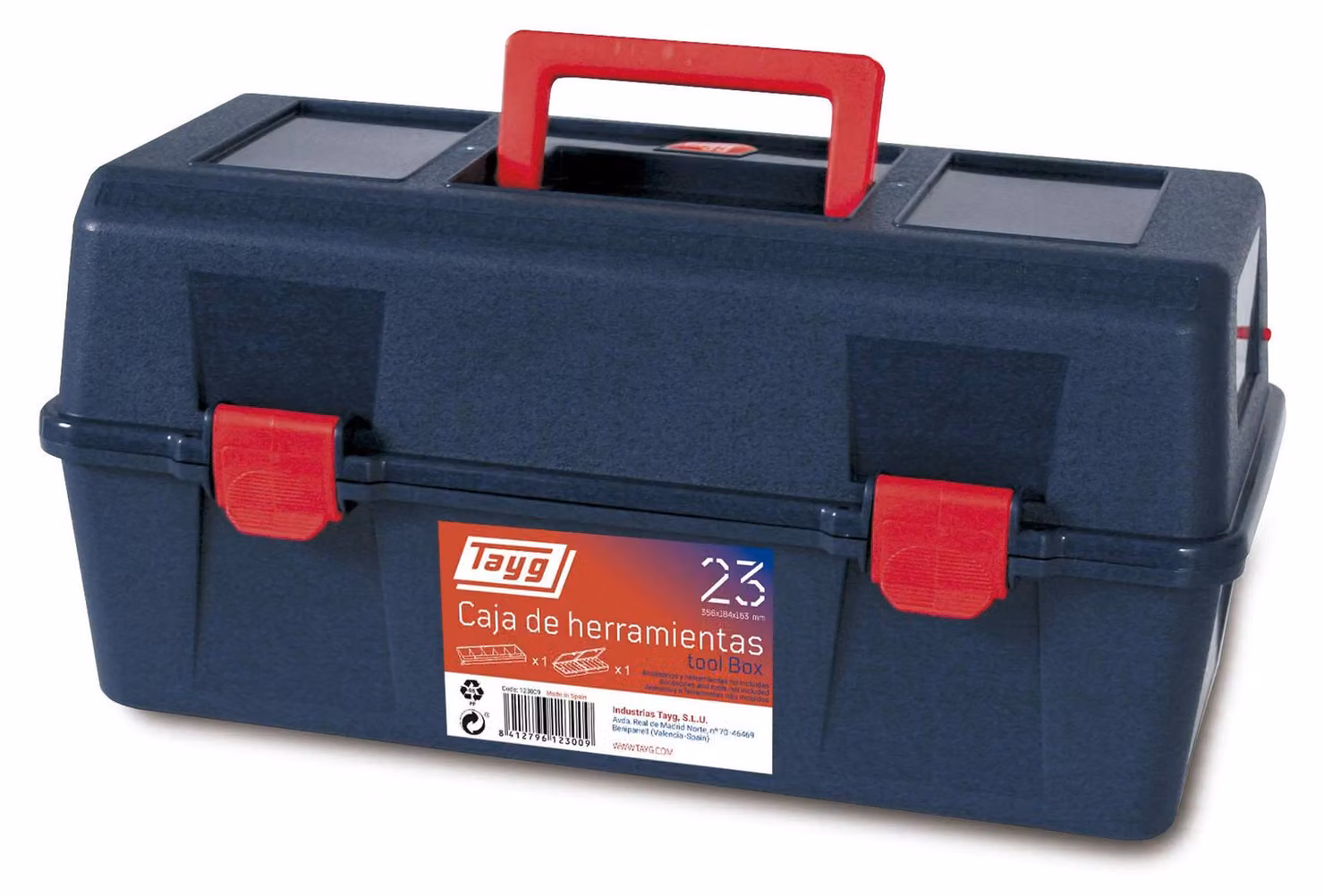 Cassetta portattrezzi in plastica - 400 x 206 x 163 mm - Nera - Con organizer e chiusura di sicurezza