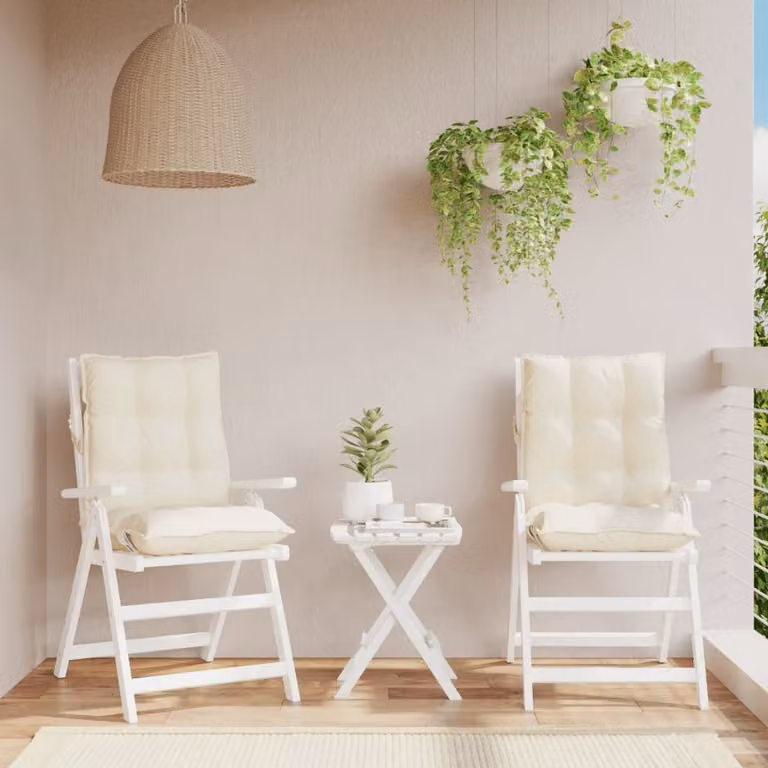 Set di 2 cuscini per sedia con schienale basso vidaXL in tessuto Oxford beige, idrorepellenti e traspiranti