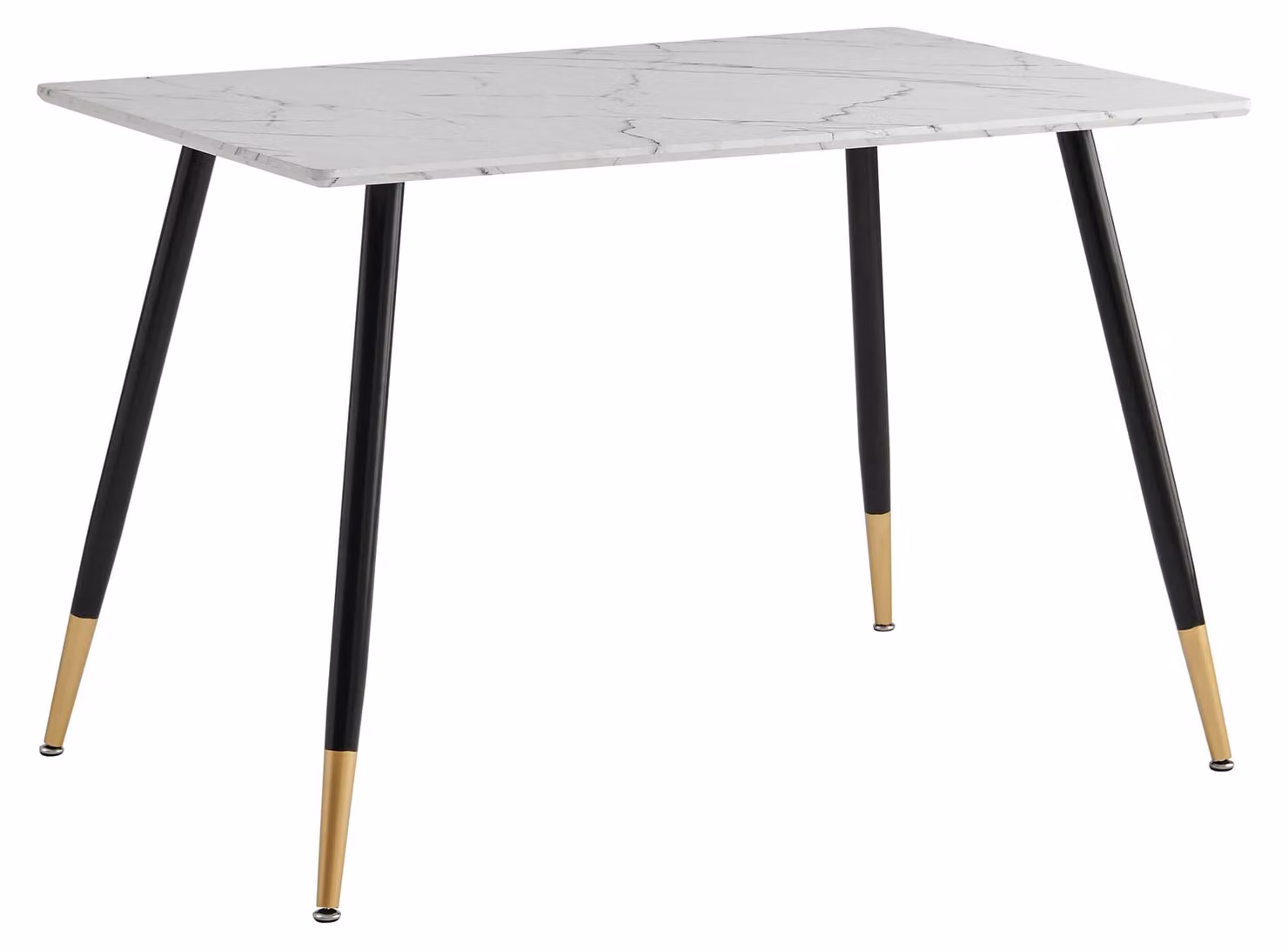 Tavolo da pranzo, stile scandinavo, decorazioni in marmo, gambe in metallo, dimensioni 110x70x75 cm, colore bianco