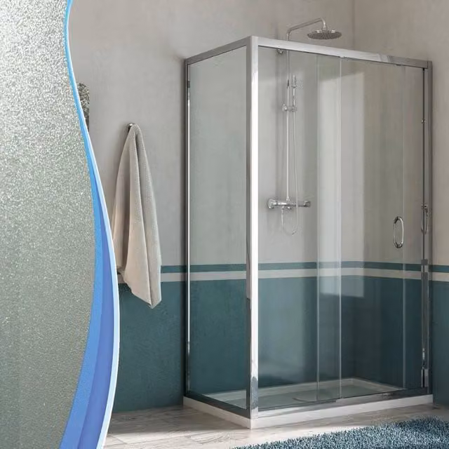 Box Doccia Angolare 90x120 cm 1 Anta Scorrevole in Cristallo Opaco 6mm H185 Fosterberg Kolding Duo