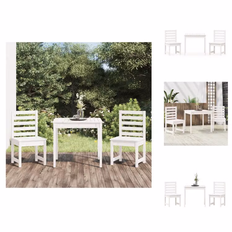 vidaXL Set bistrot da giardino 3 pezzi in pino massiccio bianco - Set di mobili da giardino