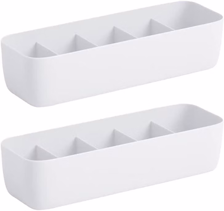 Organizzatore per cassettiere - 2 pezzi - Plastica - Bianco
