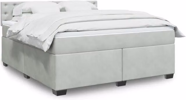 Letto Ibrido vidaXL con Materasso e Rivestimento in Velluto Grigio e Bianco L/P: 180 x 200 cm