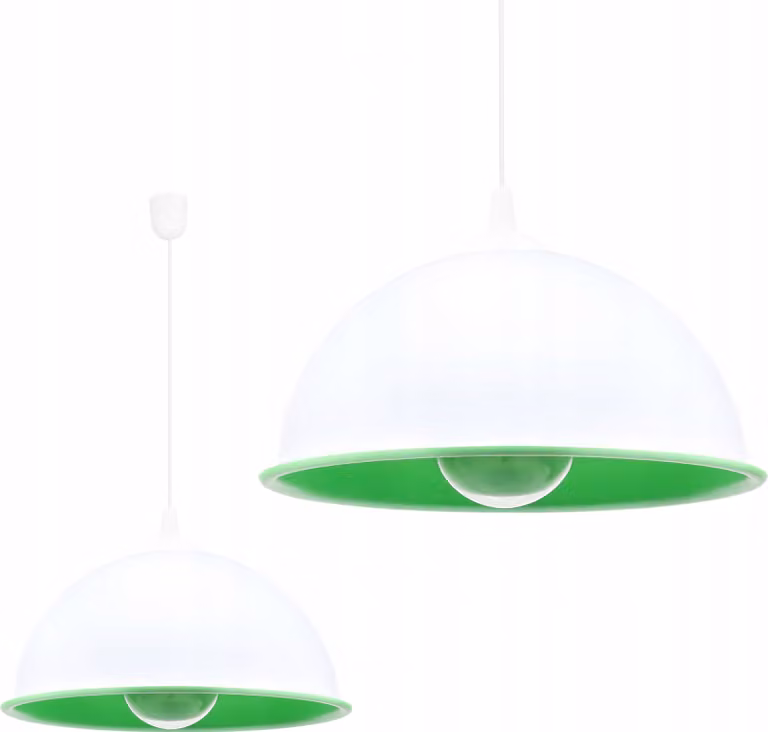 Lampada a sospensione per la stanza dei bambini - Lampada da soffitto - Lampada a sospensione in metallo con paralume - Classica a 1 lampadina, bianca e verde, Toy